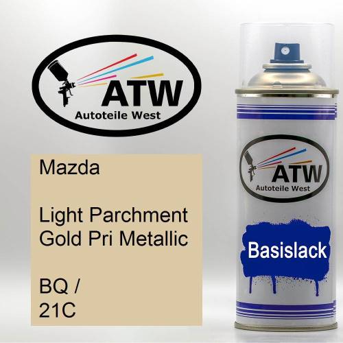 Mazda, Light Parchment Gold Pri Metallic, BQ / 21C: 400ml Sprühdose, von ATW Autoteile West.